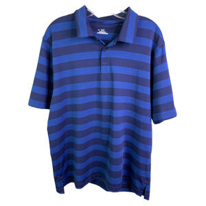 Under Armour Men's Polo Shirt Golf Wicking Blue Striped Heatgear Short Sleeves L